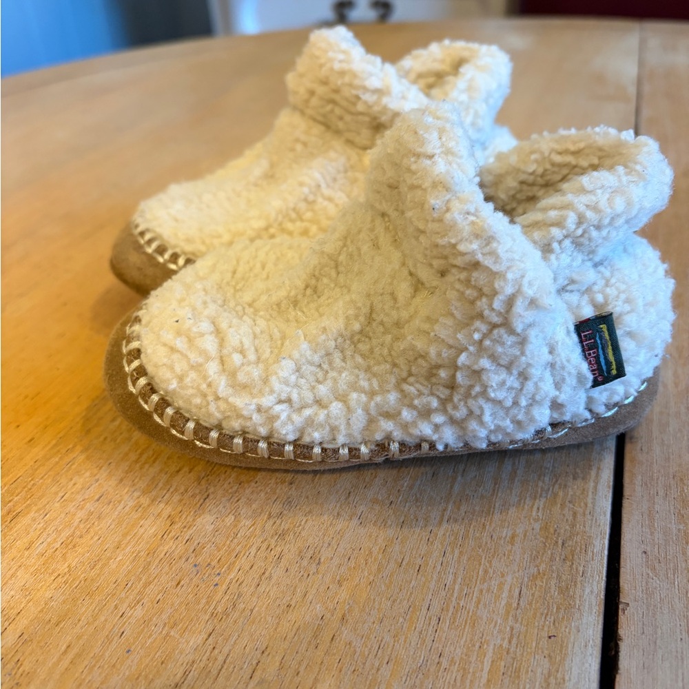 Cozy Cream Slippers Booties L.L. Bean Toddler 7-8